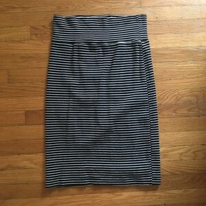 American Apparel Black and White Striped Midi Skirt